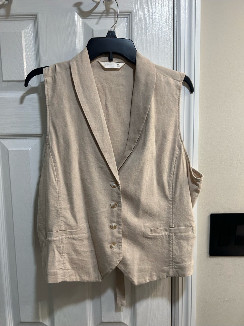 L.C. Lauren Conrad beige linen-blend vest xxl